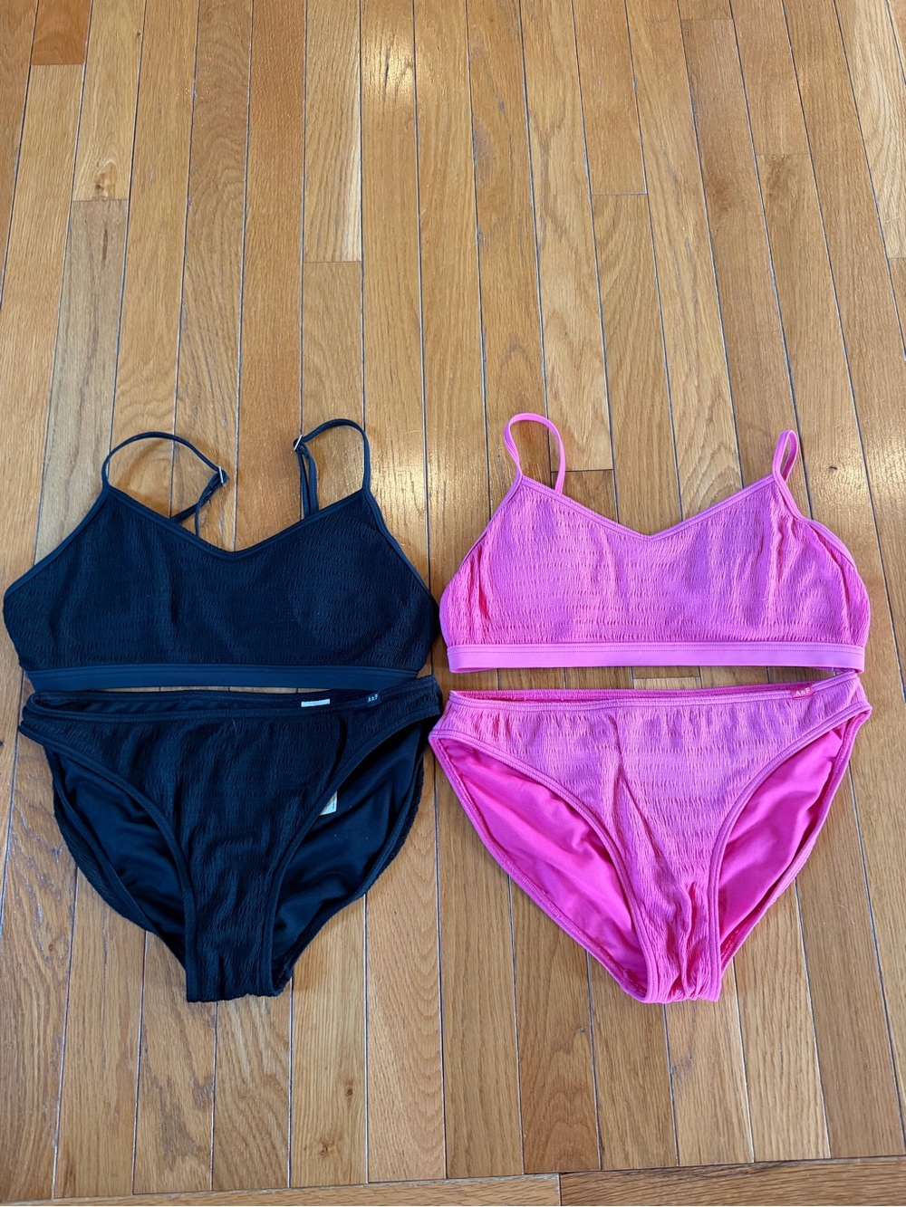 2 Abercrombie Kids Size 15/16 Swim Bathing Suits 2-Piece Bikini Black & Pink